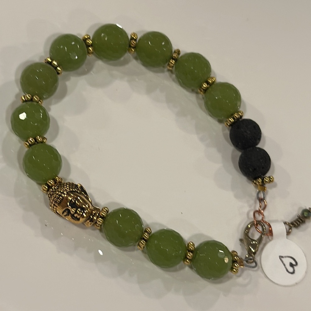 Hancrafted artisan gemstone bracelet.  Adjustable 8-inches w/ lobster claw clasp